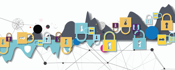 Naklejka premium Cybersecurity and information science technology background