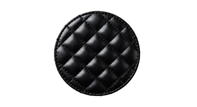 Quilted black leather circle patch.