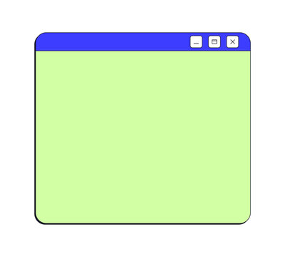 Empty application neo brutalism pop-up UI window. Blank page content area. Dialog box. Screen placeholder. Panel template. Isolated user interface element in neubrutalism style. Retro Y2K UX design