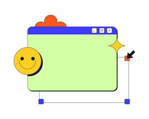 Plakat Playful customizable blank neo brutalism pop-up UI window. Computer empty dialog box with adjustable nodes. Design tools. Isolated user interface element in neubrutalism style. Retro Y2K UX design