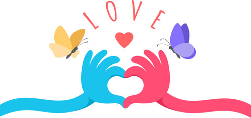 Fototapeta premium Curved flexible hands show heart