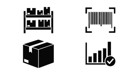 Obraz premium Vector illustration&nbsp;of set of logistics and warehouse icons including boxes, barcode and chart on a transparent background