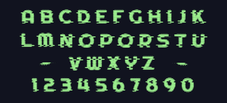 Glitched uppercase letters and numbers