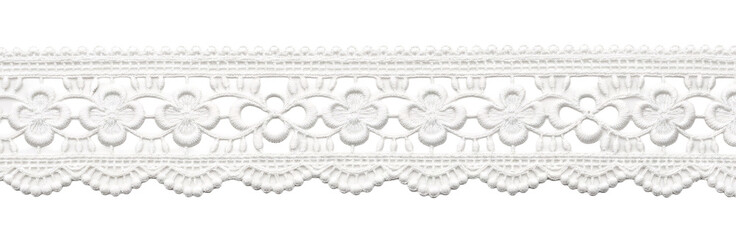 White lace trim border on transparent background. © RM Graphics
