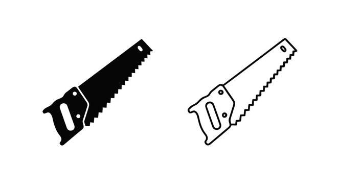 Vector illustration&nbsp;of hand saw icon set, carpentry tool vector illustration on a transparent background