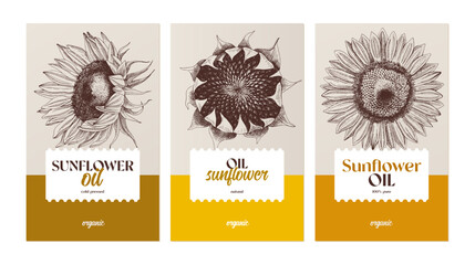 Sunflower oil vector label templates