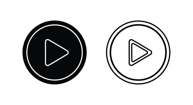 Two play button icons a filled black version and a white outline