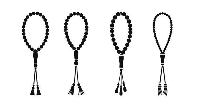 Vector illustration&nbsp;of set of prayer beads or misbaha icons on a transparent background