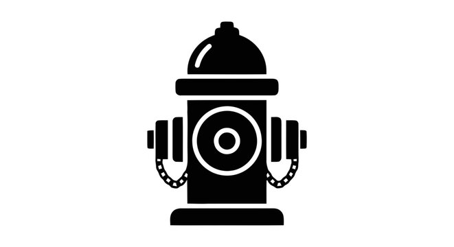 Vector illustration&nbsp;of black silhouette icon of a fire hydrant on a transparent background