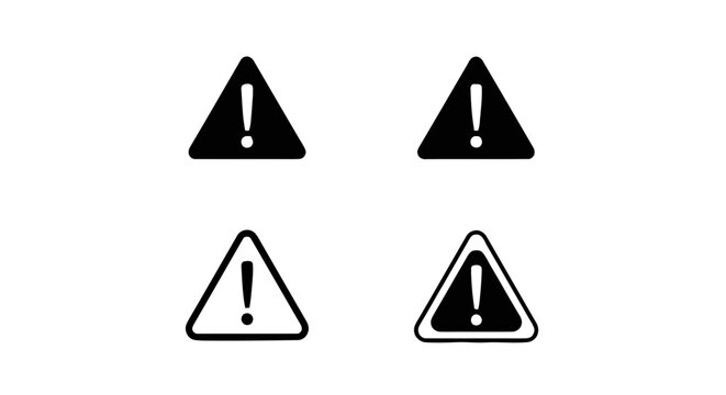 Vector illustration&nbsp;of set of warning sign icons, exclamation mark in triangle on a transparent background