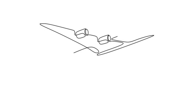 Animated self drawing of continuous line draw of Airplane in Flight   Full length one line animation. 4K	