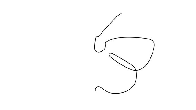 Animated self drawing of continuous line draw of  Minimalist Butterfly Line.   Full length one line animation. 4K	