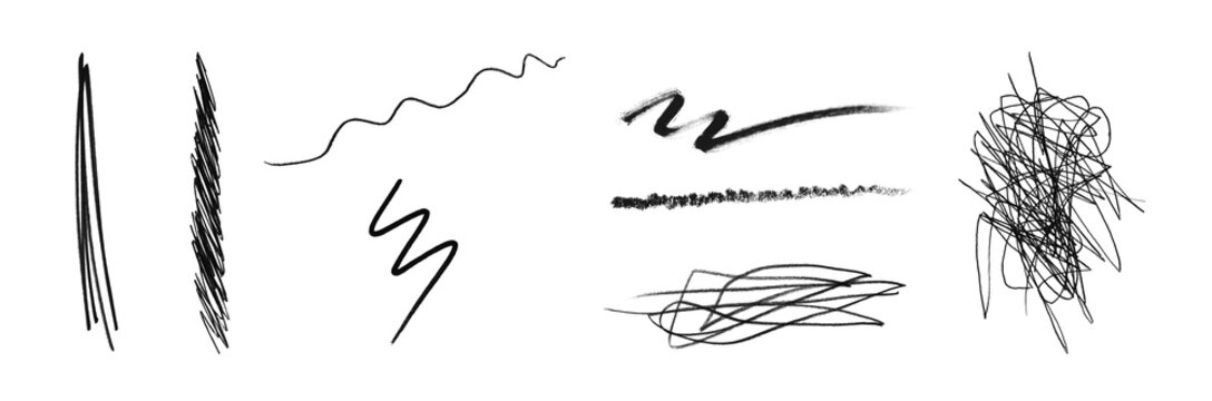 Set hand drawn texture scribble marker and ink patterns. Hand drawing texture. png