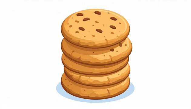 Stack of round, golden brown cookies with dark spots