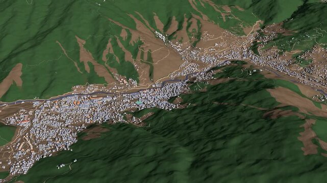 3D looped animation of city - Thimphu Bhutan