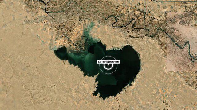 Detailed Map of Lake Habbaniyah in Iraq with Highlighted Location