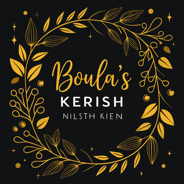 Elegant floral wreath logo for boula's kerish nilsth kien brand