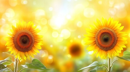 Obraz premium Vibrant sunflowers in full bloom under a bright blue sky, showcasing the beauty of nature s bounty.