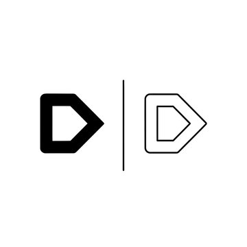 Right pointing arrowhead icon set geometric solid and outline styles with direction, navigation