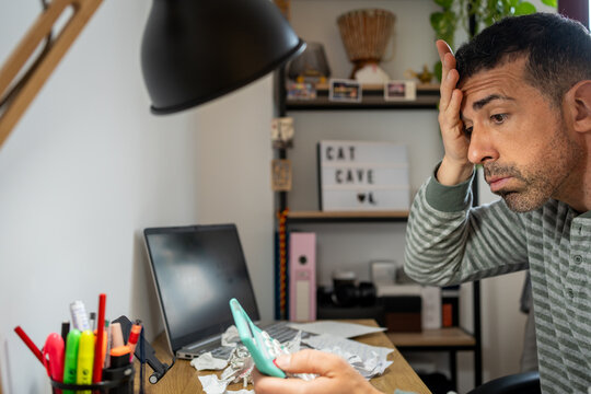 Entrepreneur dealing with economic crisis and financial stress