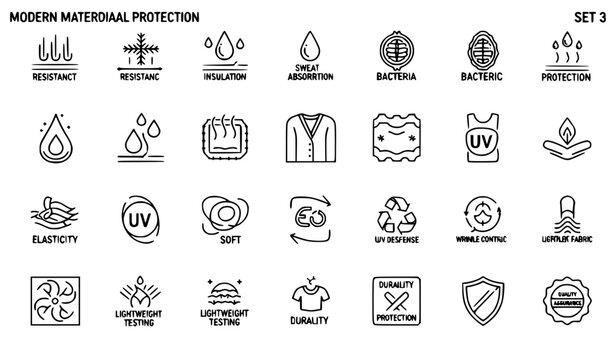 A set of modern material protection icons in a minimal flat design style