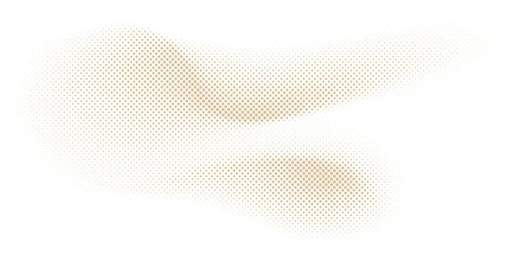 Vector abstract halftone wave pattern gold dots gradient on transparent background