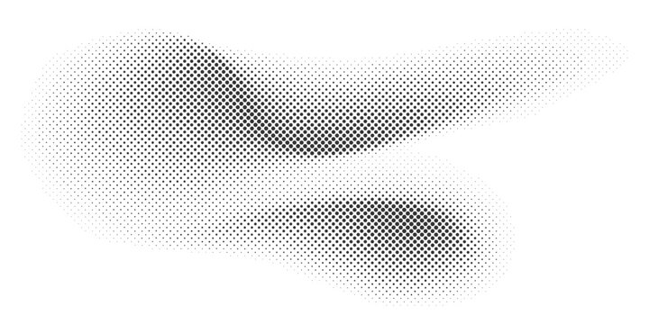Vector abstract halftone wave pattern black dots gradient on transparent background
