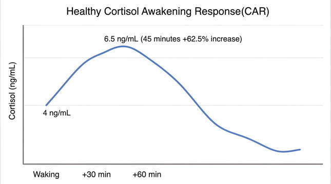 Healthy Cortisol Awakening Response (CAR) Graph and Data Visualization  