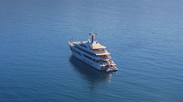 Luxury Yacht Sailing Near Sveti Nikola Island Budva Aerial