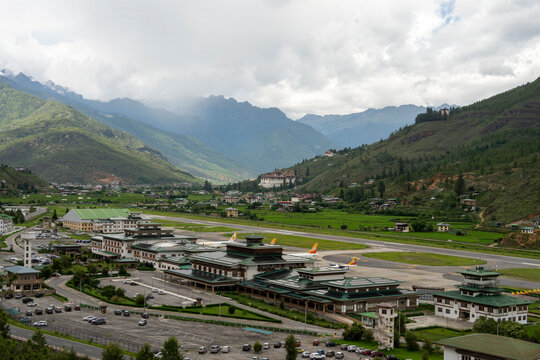 Paro Bhutan Jul 6 2025, view across airport complex