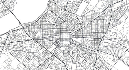 Obraz premium Detailed Urban City Map Grid Network Abstract Illustration.