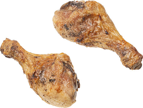 Grilled chicken drumsticks isolated