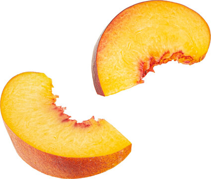 Peach slices isolated