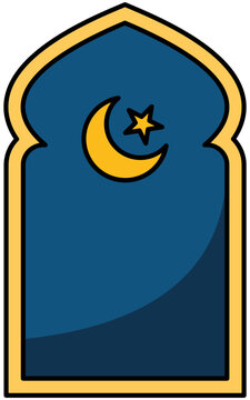 Laylatul Qadr Mosque Frame Icon Editable Color Vector