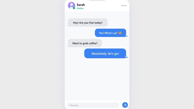 Texting conversation and messaging app interface on a mobile device screen