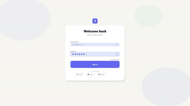 Digital sign-in page, minimalist, clean, user-friendly design. It invites users to input their information