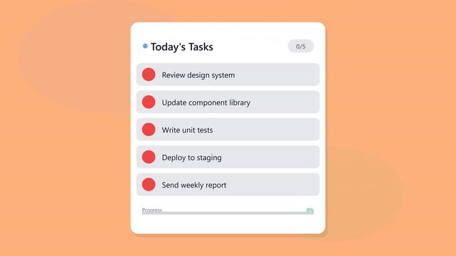 Digital task management system for efficient work schedule planning. The interface design lists tasks that need to be accomplished 
