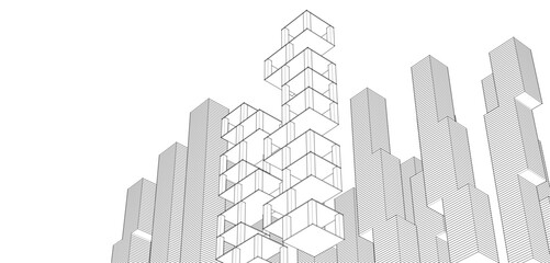 Fototapeta premium abstract modular architecture 3d rendering 