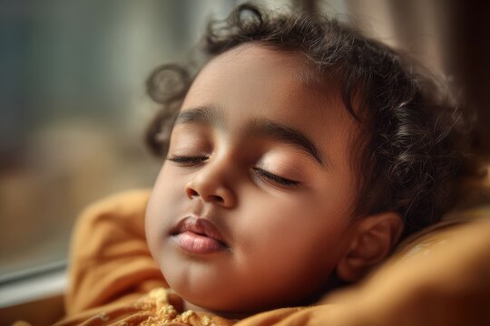Toddler sleeping soundly, representing childhood innocence and quiet peaceful repose