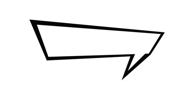 Bold empty speech bubble with sharp edges and a thick black outline provides a dynamic space for text in comic books and graphic novels.