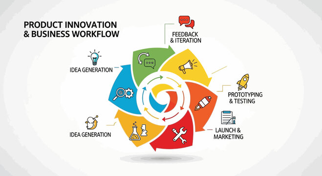 Product Innovation and Business Workflow Cycle Diagram.