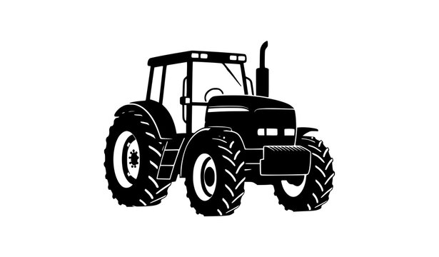 Farm tractor front view silhouette vector illustration