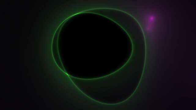 glowing green elliptical orbit with lens flare and subtle pulsating light on dark background