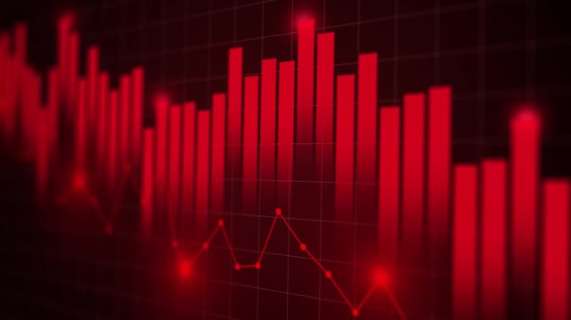 Financial loss or economic decline, stock market candlestick chart displaying falling price crash, crisis distressed investment loss and global recession concept