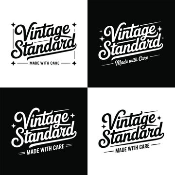 A collection of four distinct 'Vintage Standard' logo designs, each crafted with care, perfect for branding and retro aesthetics.