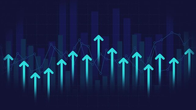 Arrow up trend financial market business economic, technology display invest success statistic index strategy stock exchange 