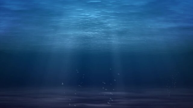 泡と波と光が流れる海中、4K画質のループ素材
