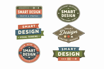 Obraz premium Smart design retro badges collection offering creative and strategic solutions for branding and visual thinking