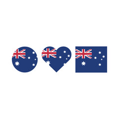 Australian flags shaped as a circle heart and rectangle © firoj