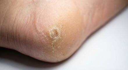 Fototapeta premium Plantar wart on foot heel close up